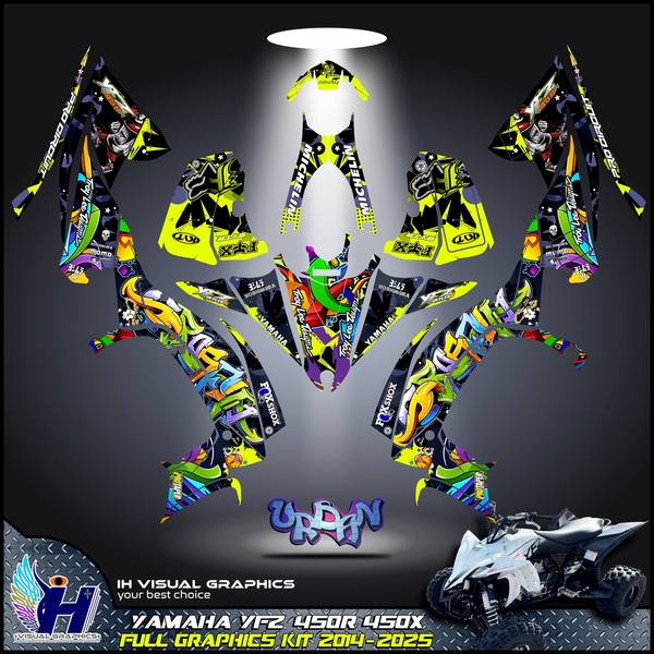 Yamaha YFZ 450R 450X graphics kit 2014 2015 2016 2017 2018 2020 to 2025 decals stickers atv