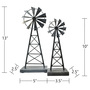 Adam & Friends Home Decor Metal Windmills (Large & Small) Sculpture | 2-Piece | Pewter | 676685055408-3