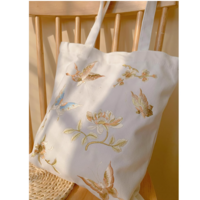 Butterfly Canvas bag Hanfu messenger bag embroidered ancient style cheongsam bag eco-friendly bag - Thumbnail 1