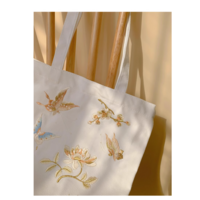 Butterfly Canvas bag Hanfu messenger bag embroidered ancient style cheongsam bag eco-friendly bag - Thumbnail 5
