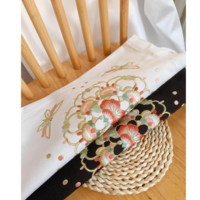 Round flower embroidery New Chinese style embroidered canvas bag crossbody handbag eco-friendly bag - Thumbnail 5
