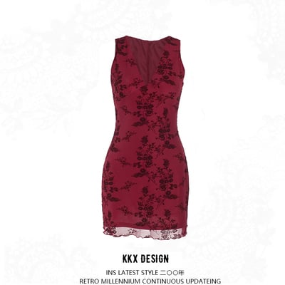 Sexy hip skirt vest v-neck short skirt dress