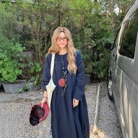 Large Size Long Sleeve Loose Plaid Dress - Thumbnail 3