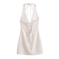 Fashionable Gyaru Striped Halter Neck Backless Dress - Thumbnail 1