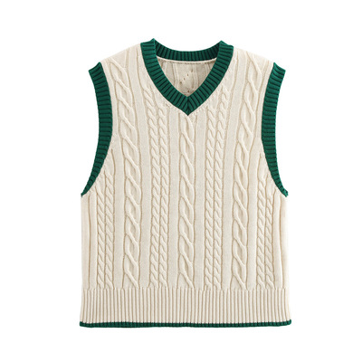 Cable Knit Slim Fit V-Neck Vest