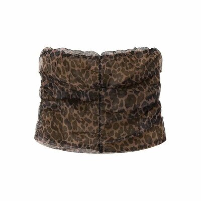 Organza animal print tube top