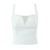 Lace solid color slim fit sexy chest support short top camisole - Thumbnail 1