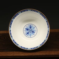 Chinese Antique Porcelain Bowl - Elegant Blue and White Lotus Twig Design - Home Decor Accent - Thumbnail 1