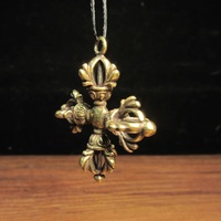 Tibetan Nepal esoteric cross Vajra pestle hangtag Buddhist products Vajra Necklace Pendant Dorje phurpa amulet - Thumbnail 5