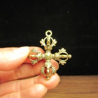 Tibetan Nepal esoteric cross Vajra pestle hangtag Buddhist products Vajra Necklace Pendant Dorje phurpa amulet - Thumbnail 6