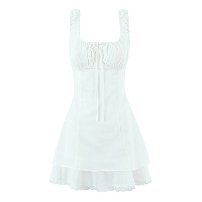 Bow tie sleeveless lace trim dress - Thumbnail 2