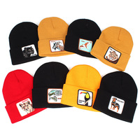 PANTHER Embroidery Beanie Hat Unisex Knit Cuffed Cap Women Men Gift White - Thumbnail 1