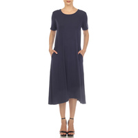 White Mark Women's Short Sleeve Swing Midi Dress - Thumbnail 2