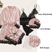 4 Pieces  Home Clothed Nightwear Robe Woman Sleepwear Pajamas Set  - Thumbnail 4