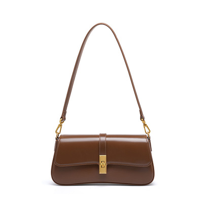 Genuine Leather Satchel Handbag for Women Vintage Handmade Shoulder Bag Brown