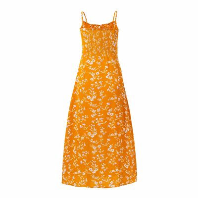 Holiday casual floral suspender maxi dress