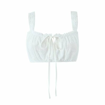 Casual sexy ultra short drawstring lace top suspenders