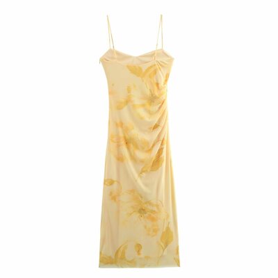 Elegant casual printed tulle midi sling dress - Thumbnail 4