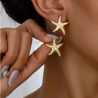 Women Girls Fashion Temperament Casual Exquisite Starfish Stud Earrings - Thumbnail 1