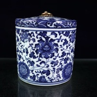 China Jingdezhen blue and white porcelain, hand-painted lotus lid jar | Vintage | Retro | collection - Thumbnail 2