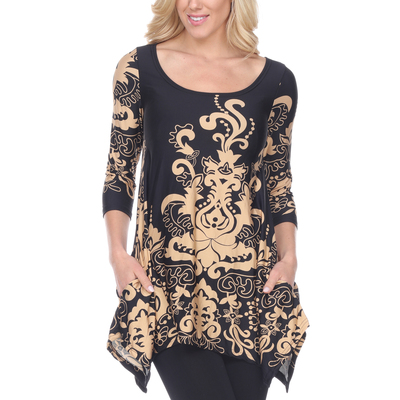 White Mark Women's Yanette 3/4 Sleeve Tunic Top