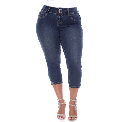 White Mark Women's Plus Size Capri Jeans