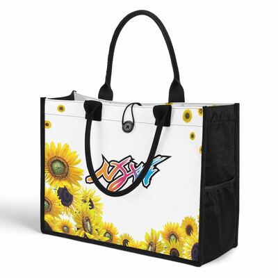 Blooming horizon sunflower tote bag white