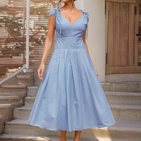 Women's elegant V-neck bandage A-line skirt - Thumbnail 1