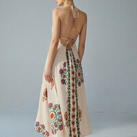 Fashionable resort style floral print suspender dress - Thumbnail 4