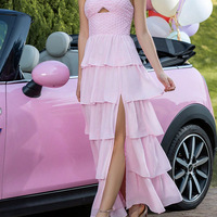 Women's Fashion Casual Party Spaghetti Strap Multi-Layer Long Dress - Thumbnail 2