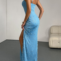 Luxurious Blue Beads Dress - Thumbnail 3