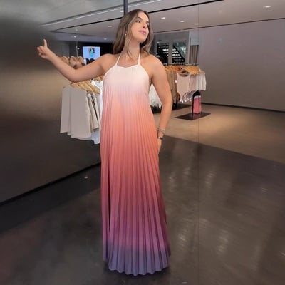 Gradient halter neck casual dress