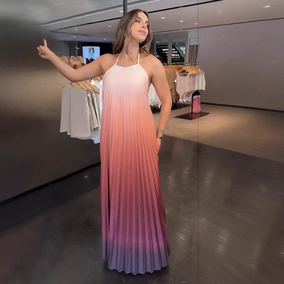 Gradient Halter Neck Casual Dress