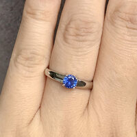 Natural Round 5mm Blue Sapphire Simple Ring 925 Sterling Silver Ring Unisex Ring US size 6 Birthday Anniversary Wedding Gift Unisex - Thumbnail 4