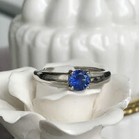Natural Round 5mm Blue Sapphire Simple Ring 925 Sterling Silver Ring Unisex Ring US size 6 Birthday Anniversary Wedding Gift Unisex - Thumbnail 2