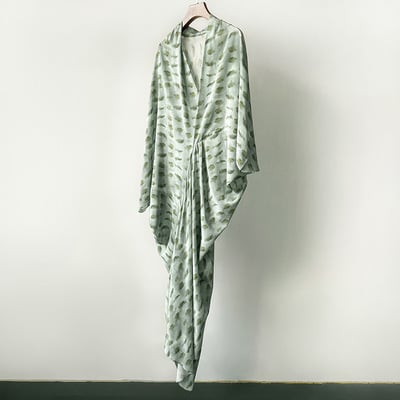 Irregular printed silk loose dress