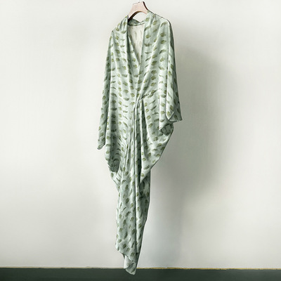 Irregular Printed Silk Loose Dress
