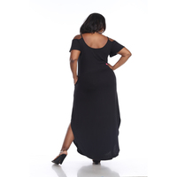 White Mark Women's Plus Size Cold Shoulder Maxi Sun Dress - Thumbnail 1