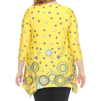 White Mark Plus Size Casual Printed Flowy Hem Swing Top, 1X-3X - Thumbnail 1
