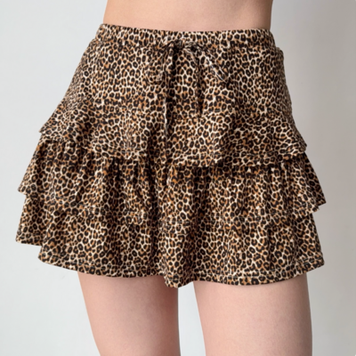 Leopard print cake skirt high waist a-line skirt