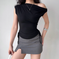 Sexy off-shoulder short-sleeved T-shirt - Thumbnail 2