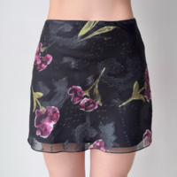 Retro flower print a-line skirt - Thumbnail 1