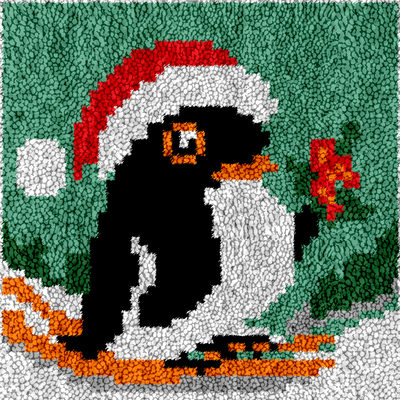 Children's rug making latch hooking kit (30x30cm) | penguin