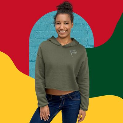 Pme fashion grey flag crop hoodie