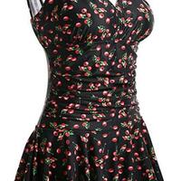 Fashion Swim Dresses Flower Printing Plus-Size Swimsuit Padded One Piece Swimwear Bathing Suits - Thumbnail 7