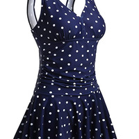Fashion Swim Dresses Flower Printing Plus-Size Swimsuit Padded One Piece Swimwear Bathing Suits - Thumbnail 4