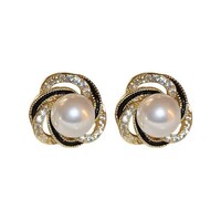 Korean Fashion Crystal Pearl Earrings For Women Jewelry - Thumbnail 2
