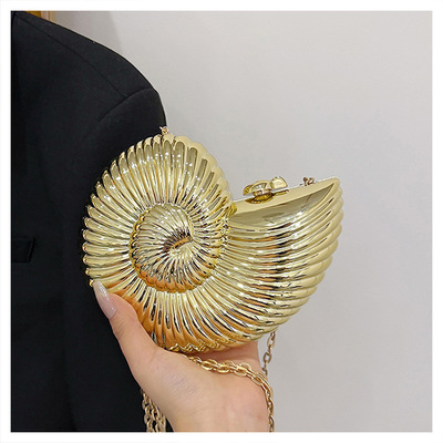 Women's shoulder messenger crossbody bag fun personality metal chain clutch acrylic shell phone bags