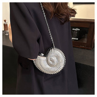 Women's Shoulder Messenger Crossbody Bag Fun Personality Metal Chain Clutch Acrylic Shell Phone Bags - Thumbnail 1