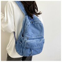 Vintage Demin School Backpack Jeans Shoulder Bag  - Thumbnail 9